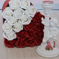 Букет в форме сердца из 21 мыльной розы