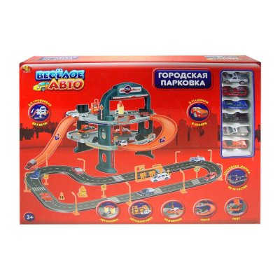 Парковка "Веселое авто" 3-х уровневая в наборе 6 машинок и дорога PT-00171 (PT-00171)