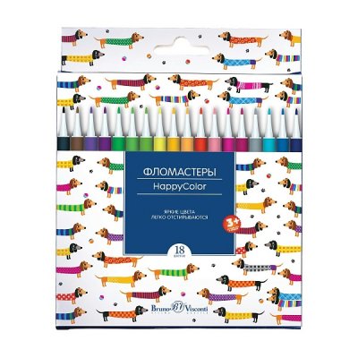 ФЛОМАСТЕРЫ "HAPPYCOLOR" 18 ЦВ. 2 ВИДА (32-0025)