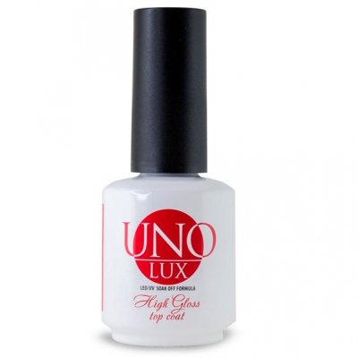 High Gloss Uno Lux Top Coat - верхнее покрытие без липкого слоя, 15 мл