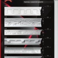Карнизы с узорчатой резьбой (гипс)
