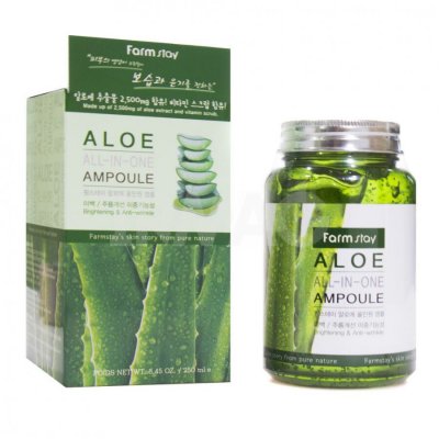 FarmStay, Многофункциональная сыворотка для лица с экстрактом алоэ вера, 250 мл.⠀