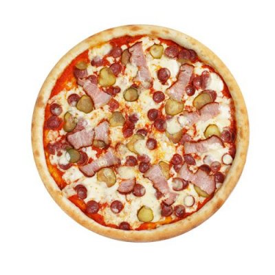 Пицца с "Охотничьими колбасками и беконом"