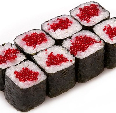 Классический мини ролл с икрой тобико