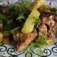 Жаркое с копч. говядиной в сливочном соусе