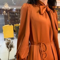 Платье с воланами /кирпичный