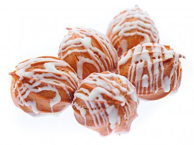 Печенье заварные пышечки в белой глазури 500гр