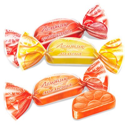 Конфеты "Ломтики со вкусом апельсина, лимона, грейпфрута" 250гр
