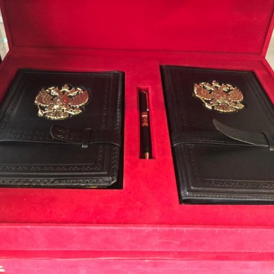 Ежедневник, визитница, ручка, натур кожа