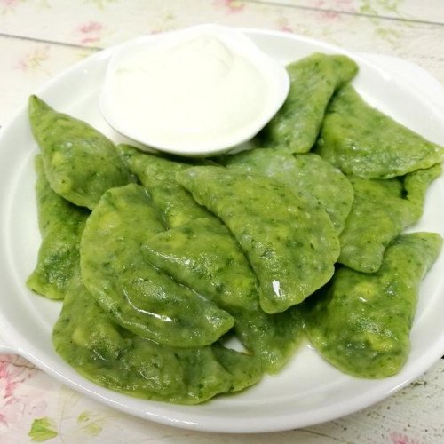 Вареники из шпината с картофелем и беконом