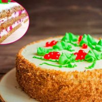 ТОРТ МЕДОВЫЙ С БРУСНИКОЙ (1 КГ)