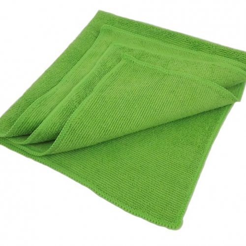 Микрофибра Deutsch Microfiber, двусторонняя короткий/длинный ворс, зеленая 420гр/м 40*40см, ультразвуковая обрезка #7