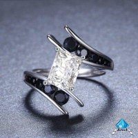 Женское кольцо с камнем циркон "Black awn"