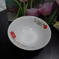 Тарелка глубокая  красный цветок Фарфор