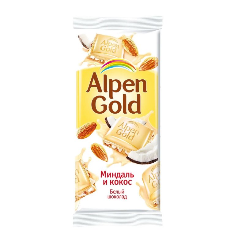Плитка АЛЬПЕНГОЛЬД миндаль кокос 100гр