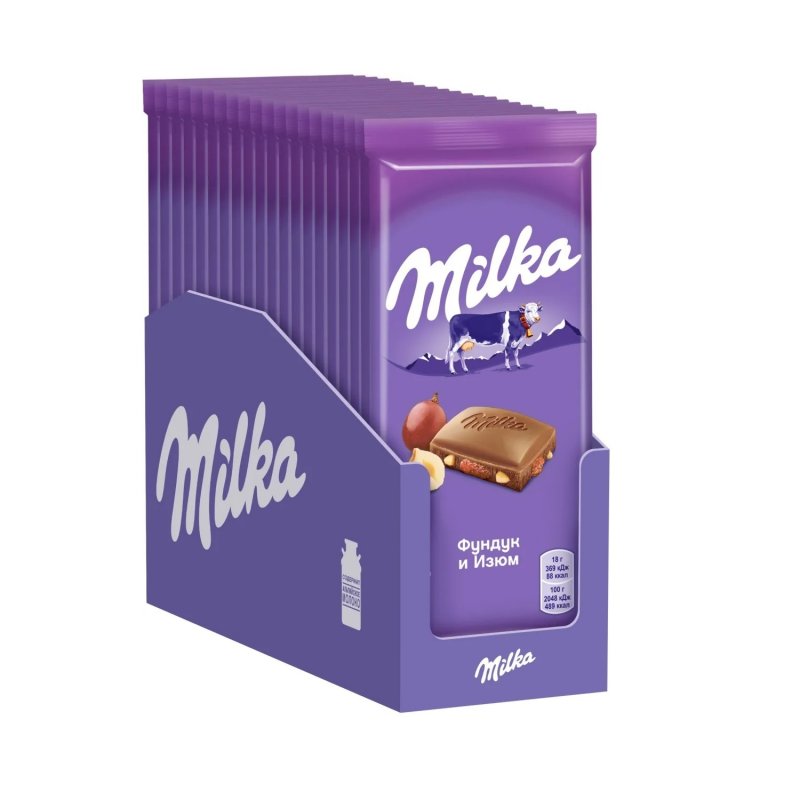 Плитка МИЛКА изюм-фунд 100гр (20шт)