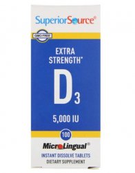 витамин D3 повышенной силы действия, 125 мкг (5000 МЕ), 100 быстрорастворимых таблеток MicroLingual