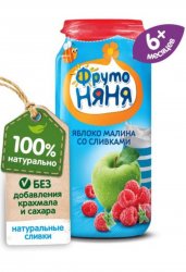 Фруктовое пюре "Фрутоняня" яблоко, малина со сливками 250гр