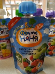 Фруктовое пюре Фрутоняня (яблоко,вишня,малина,смородина)