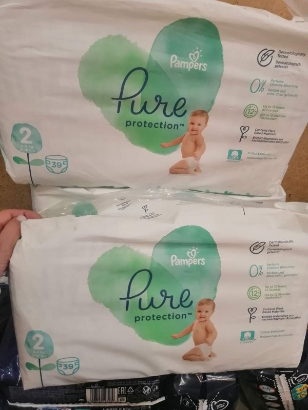 Подгузники Pampers PURE PROTECTION (2) 4-8 кг. 39 штук