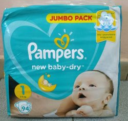 Подгузники PAMPERS NEW BEBY BABY_DRY (1) 2-5 кг. jumbo pack 94 штук