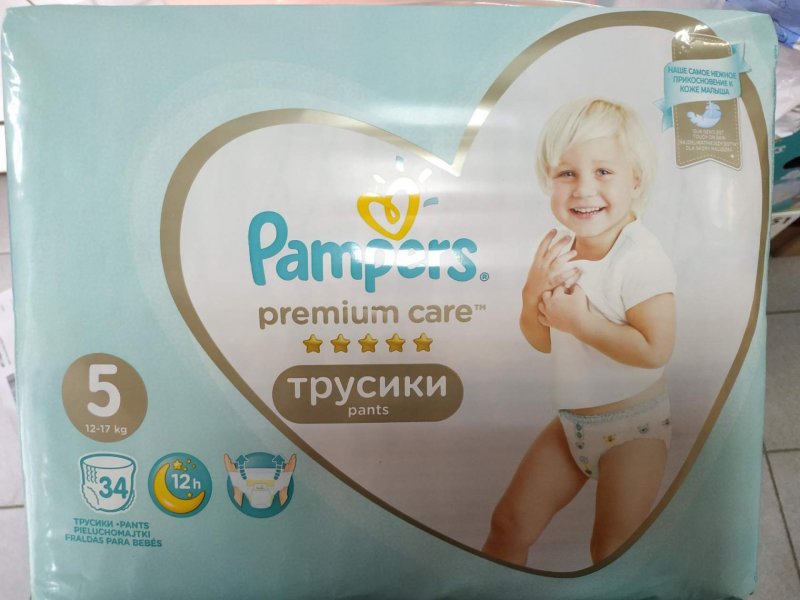 Подгузники  PAMPERS PANTS PREMIUM CARE трусики (5) 12-17кг. 34 штук