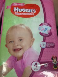Подгузники Huggies Ultra Comfort трусики девочкам (4) 8-14кг 80 штук