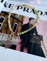 Колье из берилла и розового кварца