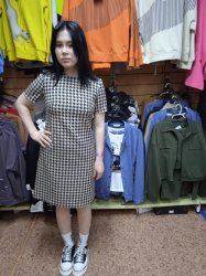 платье футляр ,гусиная лапка ,цвет черно-белый, размеры 36