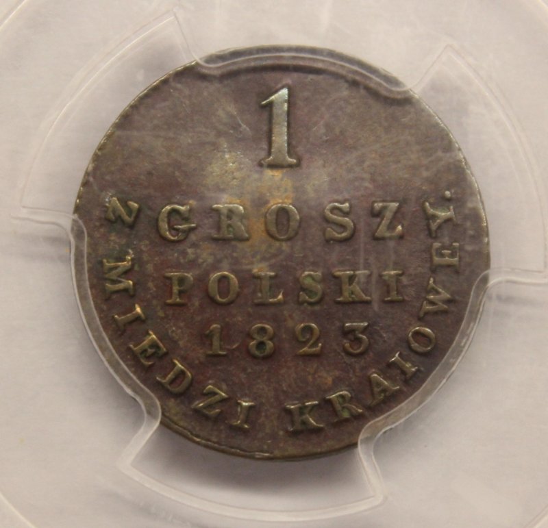 1 грош 1823 IB. Слаб PCGS AU50! Русская Польша.