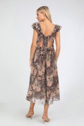 Романтичное платье с воланами из шифона с принтом Пионы