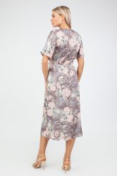 Платье на запахе с расклешенной юбкой с принтом Пионы