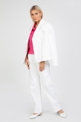 Джинсовая косуха свободного силуэта на молнии цвета экрю