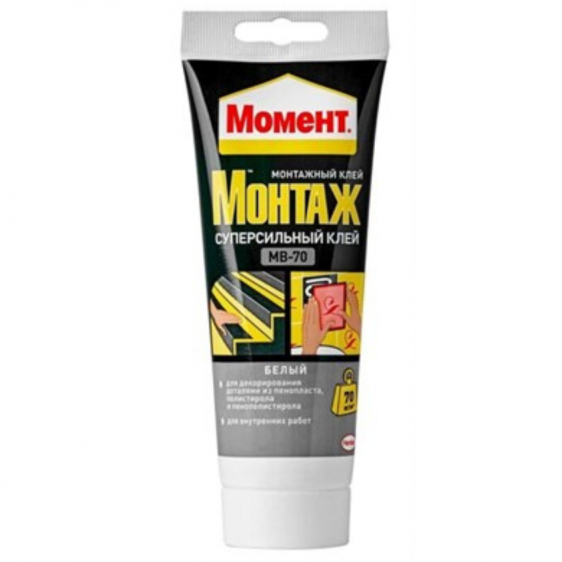 Клей Момент Монтаж Суперсильный МВ-70 белый 250гр