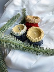 Новогодний вязанный мешочек, свеча из пчелиного воска