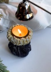 Новогодний вязанный мешочек, свеча из пчелиного воска