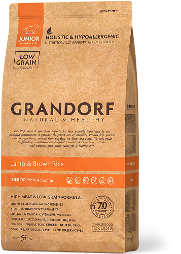 Корм Грандорф для собак юниор ягненок рис 12кг