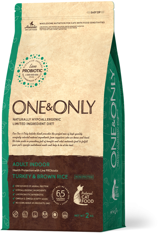 ONE&ONLY для кошек индор индейка с бурым рисом 400 гр