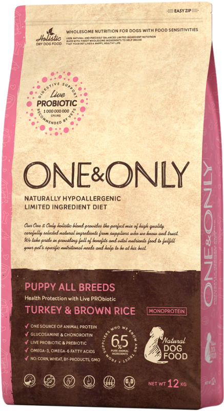 ONE&ONLY Дог Паппи (индейка с бурым рисом д/щенков)1 кг