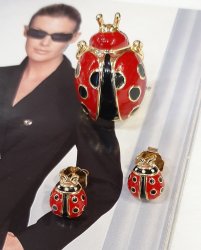 Комплект: кольцо+серьги "Божья коровка", Uvelina