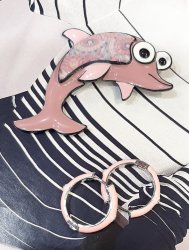 Комлект: брошь +серьги, эмаль