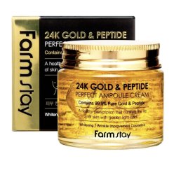 Farmstay 24K Gold & Peptide Ампульный крем для лица с золотом и пептидами, 80 мл.