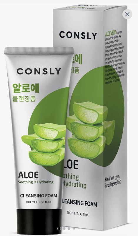 Consly пенка для умывания успокаивающая c экстрактом алоэ вера Aloe Soothing & Hydrating, 100 мл