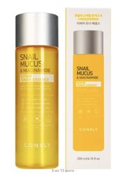 CONSLY Тонер-эссенция для лица с муцином улитки и ниацинамидом Snail mucus & niacinamide repair, 200мл