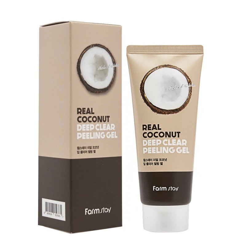 FarmStay Пилинг-скатка для лица с экстрактом кокоса Real Coconut Deep Clear Peeling Gel