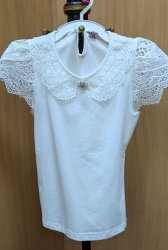 Блуза белая для девочки с коротким рукавом 