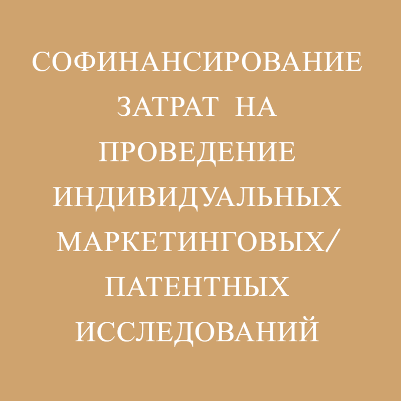 Софинансирование затрат на проведение индивидуальных маркетинговых/патентных исследований