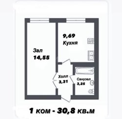 1-к. квартира, 30,8 м², 4/4 эт.