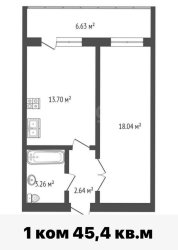 1-к. квартира, 45,5 м², 3/4 эт.