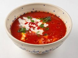 Томатный суп с креветками